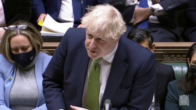 British Prime Minister Boris Johnson speaks during Prime Minister's Questions in the House of Commons, London