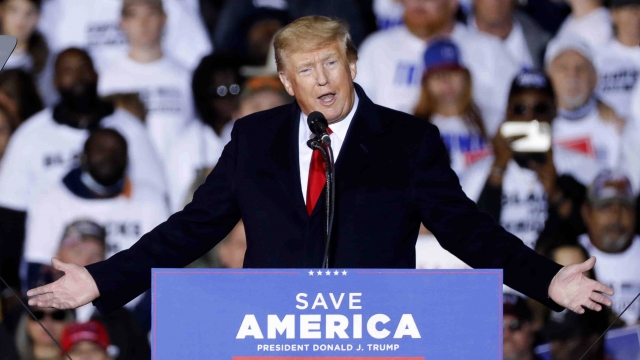 Former President Donald Trump speaking at a rally.