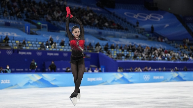Kamila Valieva, of the Russian Olympic Committee, competes in the women's free skate program
