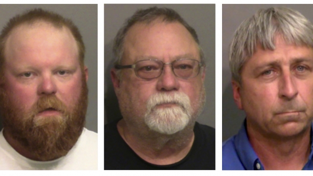 Booking photos show Travis McMichael, his father Gregory McMichael, and William "Roddie" Bryan Jr.