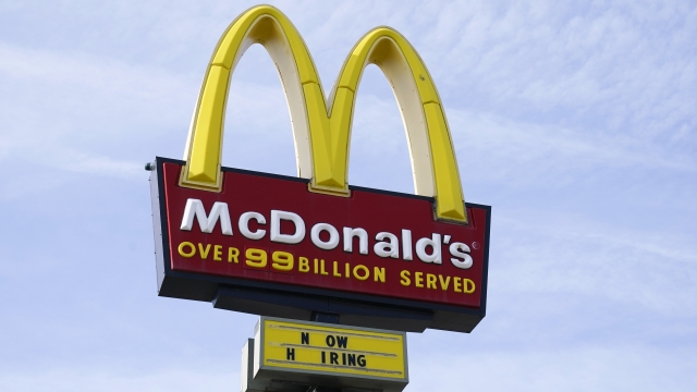 A sign is displayed outside a McDonald's restaurant