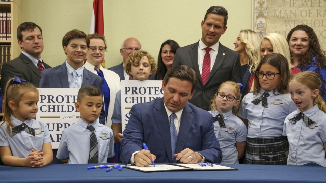 Florida Gov. Ron DeSantis signs the Parental Rights in Education bill at Classical Preparatory school