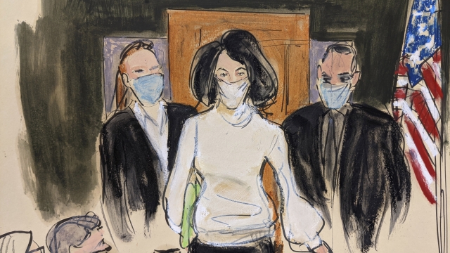Ghislaine Maxwell enters the courtroom in a sketch