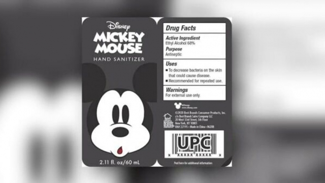 Disney Mickey Mouse Hand Sanitizer Recall label