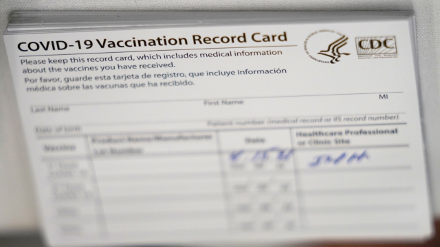 A CDC COVID-19 vaccination card