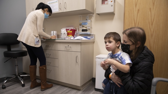 Child at appointment during a Moderna COVID-19 vaccine trial