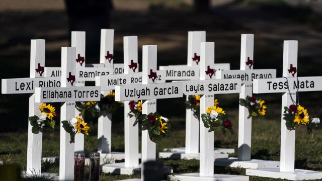 A memorial to victims of the Uvalde shooting