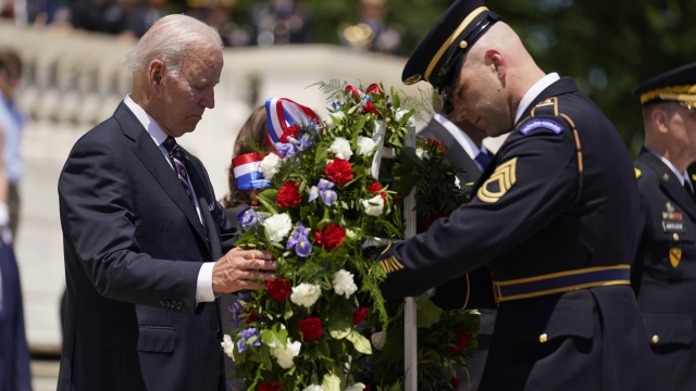 President Joe Biden lays a wreath at The Tomb of the Unknown Soldier at Arlington National Cemetery