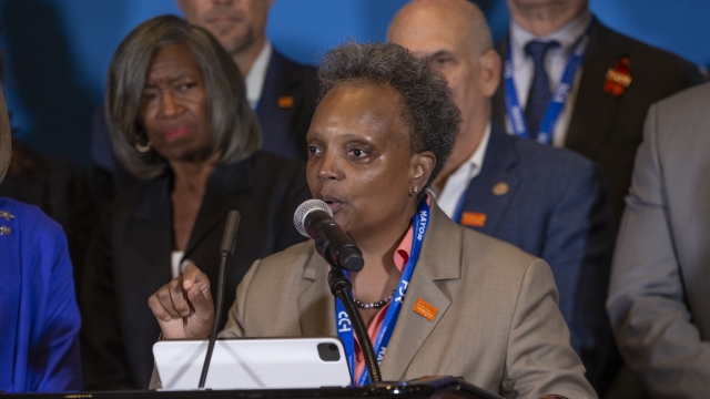 Chicago Mayor Lori Lightfoot speaks speaks at a press conference during the U.S. Conference of Mayors 90th Annual Meeting