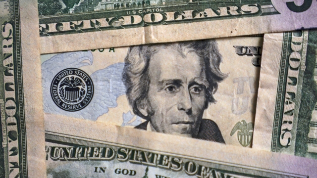 Andrew Jackson on a $20 bill is shown