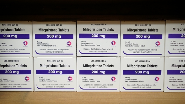 Boxes of the drug mifepristone line a shelf at the West Alabama Women's Center
