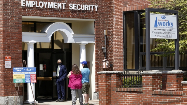 People line up outside an employment security job center