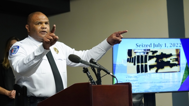 Richmond Police Chief Gerald M Smith gestures during a press conference
