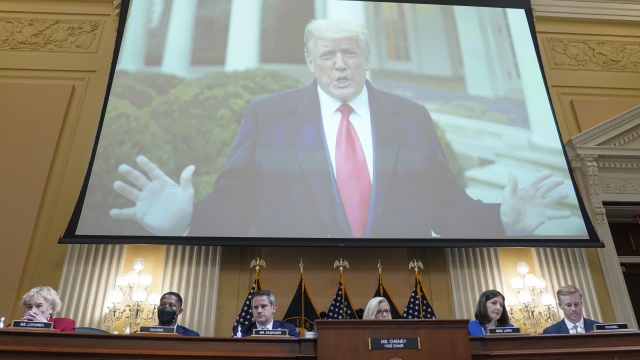 A video of President Donald Trump during a Jan. 6 hearing