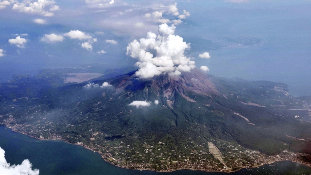 Akurajima volcano in Kagoshima, southern island of Kyushu, Japan