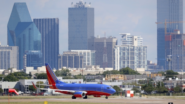 A Southwest Airlines jet prepares to take off from Love Field in Dallas.