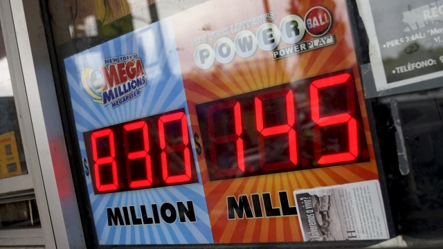 The Mega Millions lottery jackpot advertised on sign