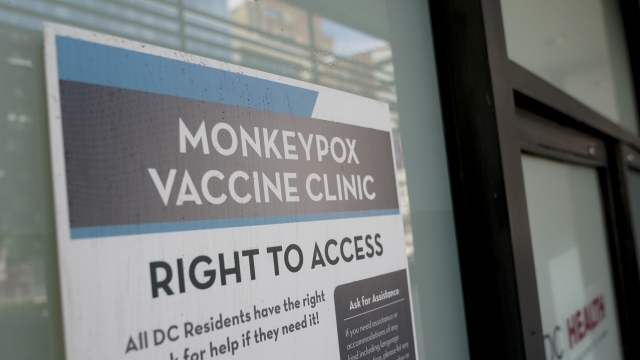 A sign is displayed outside a DC Health monkeypox vaccine clinic