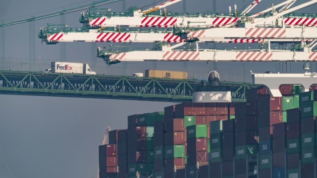 Shipping containers in port