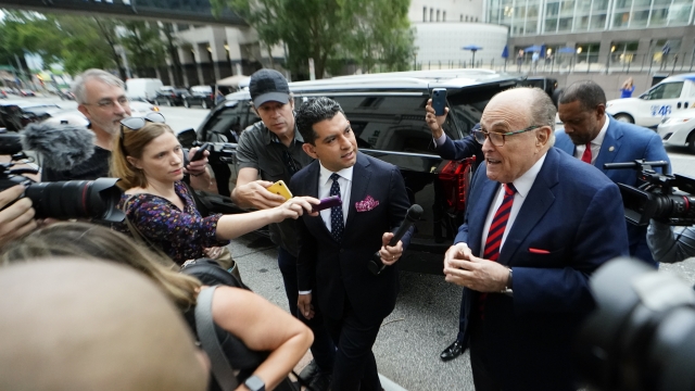 Rudy Giuliani arrives at the Fulton County Courthouse.
