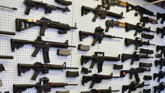 Guns displayed for sale.