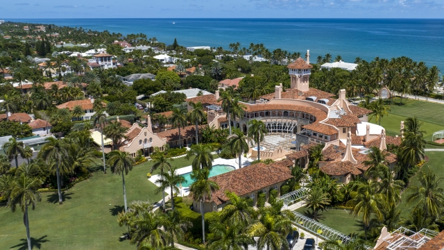 This is an aerial view of former President Donald Trump's Mar-a-Lago club in Palm Beach
