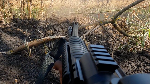View from a fighter's first-person camera in Ukraine