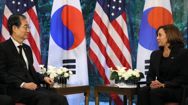 U.S. Vice President Kamala Harris holds a bilateral meeting with South Korea's Prime Minister Han Duck-soo in Tokyo