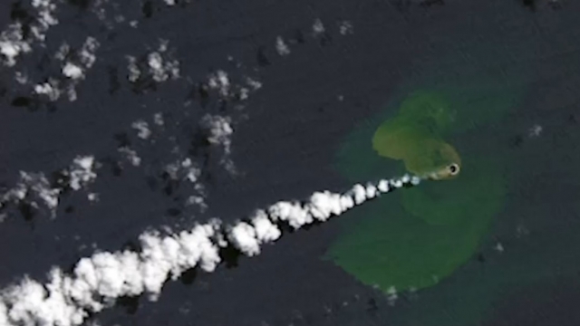 Satellite Image of a baby island in the Pacific Ocean.