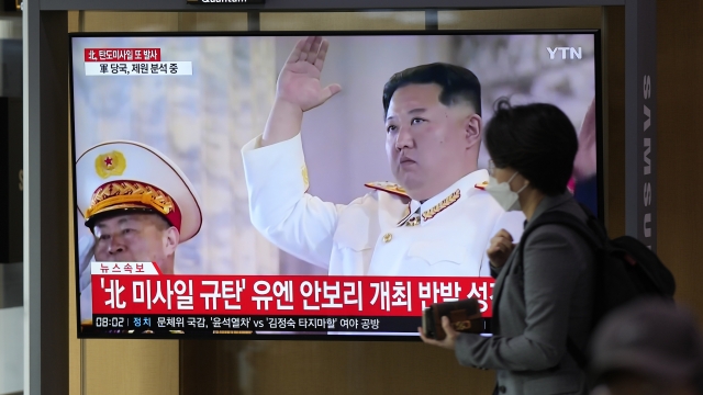 TV screen showing North Korean leader Kim Jong-un.