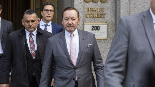 Actor Kevin Spacey leaves court.