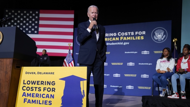 President Joe Biden speaks about student loan debt relief at Delaware State University