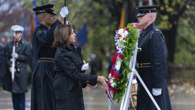 Vice President Kamala Harris lays a wreath at the Tomb of the Unknown Soldier.