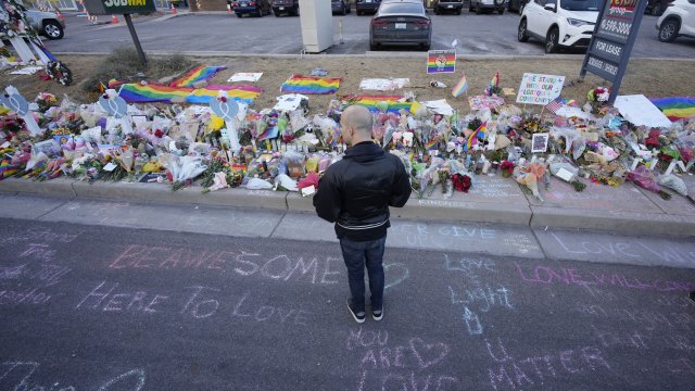 A memorial to victims of the Club Q shooting in Colorado Springs