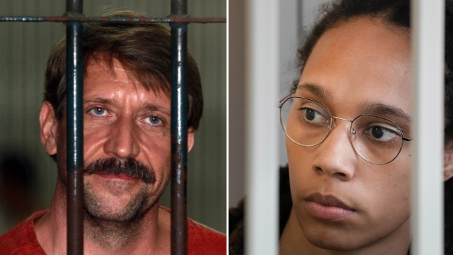Viktor Bout, left, a suspected Russian arms dealer at the criminal court in Bangkok, and Brittney Griner
