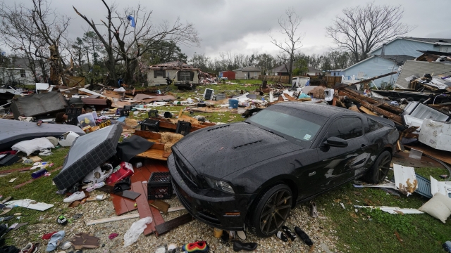 Destruction is seen from a tornado that tore through the area in Killona, Louisiana.