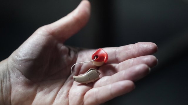 A hearing aid is shown.