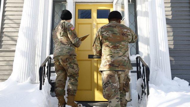 National Guard members check on residents after a blizzard in Buffalo, New York.