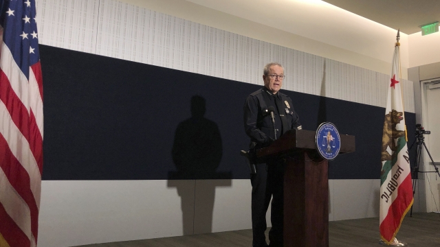 Los Angeles Police Chief Michel Moore discusses recent fatal police shootings during a news conference