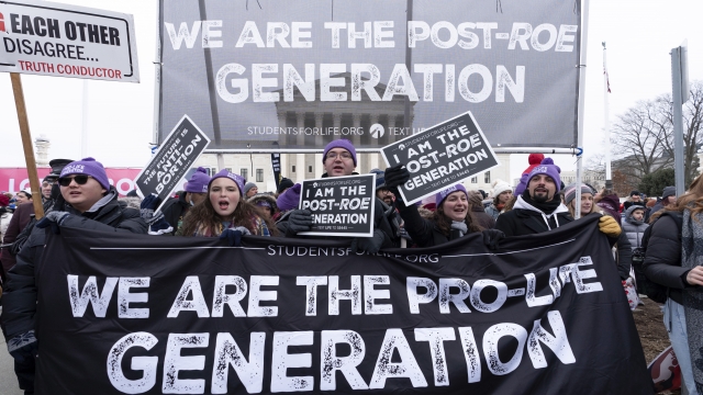 Anti-abortion activists march outside of the U.S. Supreme Court during the March for Life in Washington