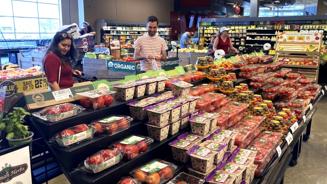 Consumers shop for groceries.