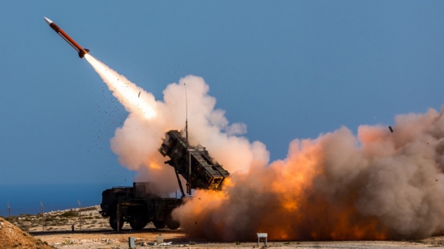 Soldiers fire the Patriot weapons system.