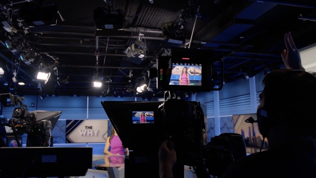 Scripps News' studio is shown while filming "The Why."