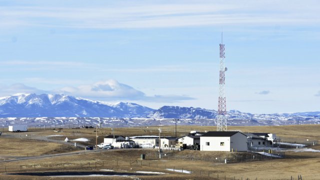 A U.S. Air Force installation surrounded by farmland in central Montana is shown.