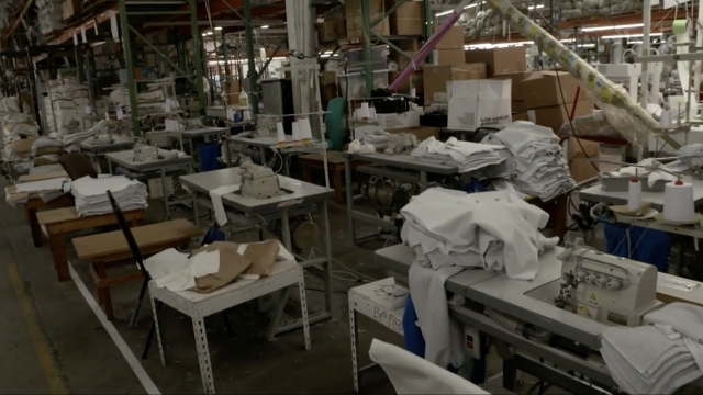 Stations at a clothing factory are shown.