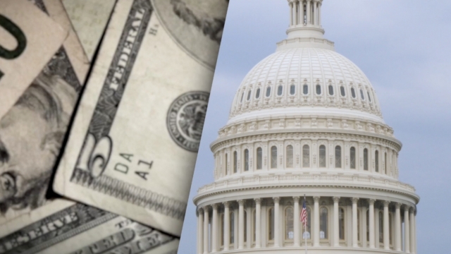 A photo collage shows money next to the Capitol building.