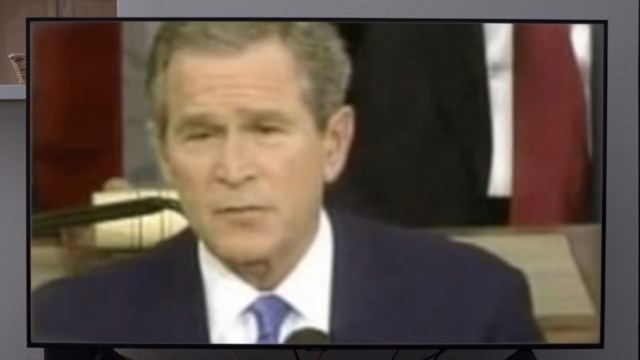 President George W. Bush giving a speech in 2003.