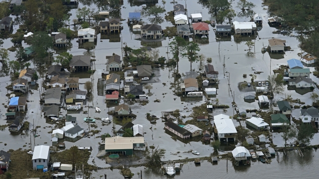 Floodwaters slowly recede in the aftermath of Hurricane Ida in Lafitte, Louisiana