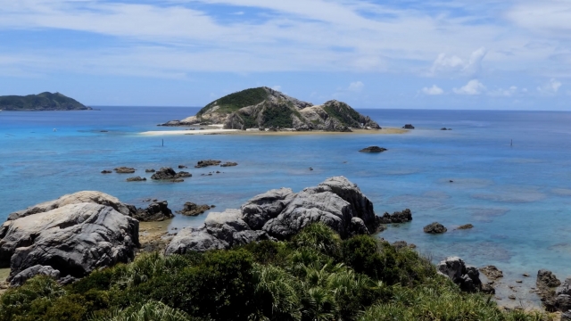 An island off of Aharen Beach in Tokashiki, Okinawa, Japan.
