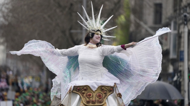 Performers take part in the St Patrick's Day Parade